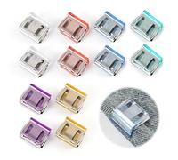Transparent Trouser Clips for Instant Pant Length Adjustment, Plastic Trouser Hem Clips in 12pcs, Multicolour Set with Invisible Grip design, 2.5x1.8x1.5cm for Jeans, Trousers, Travel, Daily Wear Use