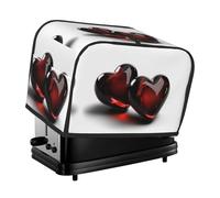 Transparent Two Hearts Toaster Cover 2 Slice, Waterproof Bread Machine Covers with Pockets Universal Size Kitchen Small Appliance Cover with Handle, Dust and Fingerprint Protection