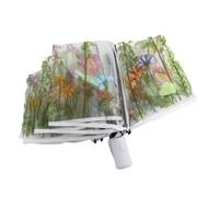 Transparent Umbrella Automatic Opening and Closing Travel Floral Shade | Collapsible, Compact Umbrella For Wedding, Travel, Outdoor Use, Party And Prom, Events, Kids And Adults