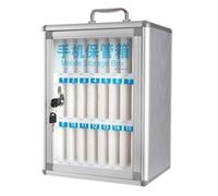 Transparent Wall-Mounted Phone Storage Cabinet Aluminum Alloy nizer with Lock 12/24/36/48/60 Slots for Mobile Devices (Silver-24A) - Secure & Stylish Solution