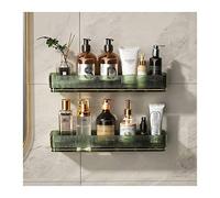 Transparent Wall-Mounted Shower Caddy - 2 Plastic Shelves for Toiletries Storage, Non-Perforated, Simple Design, Bathroom Organizer, Green, One Size