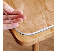 Transparent Washable Tablecloth, Waterproof PVC Table Protector, Scratch & Heat Resistant Clear Plastic Cover, 1mm/1.7mm Thickness, Crystal Clear for Dining & Kitchen Protection