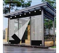 Transparent Waterproof Gazebo Side Panels with Zip Doors PVC Tarpaulin Sliding Curtains for Garden Carports Outdoor Canopies 5.6m x 2.5m (18.4ft x 8.2ft)