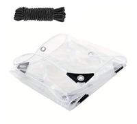 Transparent Waterproof Tarpaulin Heavy Duty 0.35mm PVC Rain Cover with Reinforced Eyelets Customizable Winter Fence Panels for Gazebos Canopies Balconies Terraces (7m x 9m)