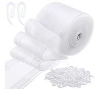 Transparent Wave Curtain Tape 6 Yards/100 Hooks for Curtains Drape Ripple Fold Drapery Tape