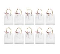 Transparent Wedding Candy Box PVC Handbag 10Pcs with Pink Ribbon, Reusable Gift Bags 14.6x8.7in - Durable Frosted Material, Multi - Purpose for Parties and Celebrations