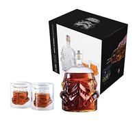 Transparent Whiskey Decanter Set with 2 Glasses, Whiskey Gift Sets for Men,Whiskey Carafe for Wine,Scotch,Bourbon,Vodka,Liquor - 750ML