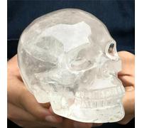 Transparent White Skull Hand-Carved with Quartz Crystal Home Decor(1000-1100g) Gemstone Stone