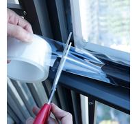 Transparent Window Weather Sealing Tape, 2 inch x 33 ft Weather Stripping, Residue-Free, Clear Window Insulation Tape for Doors, Windows and Shower Glass Gaps