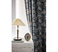 Transparent with Blue Oil Pting Floral Design Modern Window Drapes for Living Room & Bedroom Linen Look 260cm H x 150cm W Sheer Panels