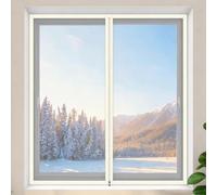 Transparent Zipper-Style Windproof Film, No-Drill Heat Insulation Kit | Thermal Window Cover for Winter, Reduces Heat Loss, Simple Installation, Saves Energy (W*H)(Beige,65x70cm)