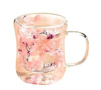 Transparents Clear Drinkware Double Wall Drinking Cup Glass Mug with Handle and Dried Flower for Office Or Home Use Dried Flower Glass Cup
