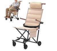 Transport Chairs for Seniors | Lying and Sitting Wheeled Seat - High Load-Bearing Capacity Folding Chair with Wheels | for Disabled Adult Elderly Child Outdoor Beach Home Travel
