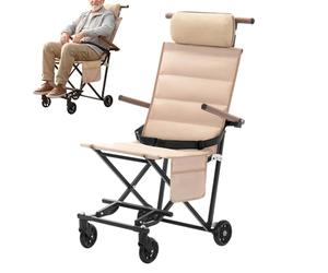 Transport Chairs for the Elderly - Mobility Scooter Lying and Sitting, Folding Chair with High Capacity Wheels - For Senior Adults Disabled Outdoor Beach Travel