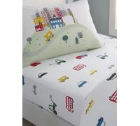 'Transport' Cotton Fitted Sheet Bianca White Double
