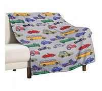 Transport Cute Car Cartoon Throw Blanket Super Soft Warm Bed Blankets for Couch Bedroom Sofa Office Car, All Season Cozy Flannel Plush Blanket for Girls Boys Adults, 60"X50"