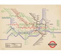 Transport For London Underground Vintage 1936 Map Canvas Print, Multi-Colour, 60 x 80 cm