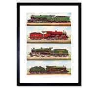 Wee Blue Coo Transport Vintage Painting Train Engine Locomotives Steam Framed Wall Art Print