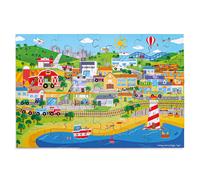 Bigjigs Toys Transport Town Floor Puzzle - 48 Piece Wooden Puzzle for 2+ Years, Quality Wooden Jigsaw Puzzles For Kids, Unique Toddler Toys & Toddler Puzzles