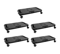Transport Trolley Black PP 48x29x12.5cm Heavy Duty 200kg Puzzle Stackable x5 Set