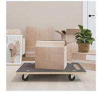 Transport trolley Grey Plywood 80x55x11.5cm Heavy-Duty Non-Slip Mobile Platform