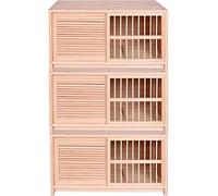 Transportation Cage Aviary Solid Wood, Breeding Pet Bird Cage, Carrier Pigeon Coop, Shutters Pigeon Nest Box, Sliding Doors(Natural*3,60 * 30 * 35cm)