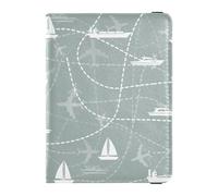 Transportation Route Pattern Family Travel Leather Passport Holder Secure Hidden Money&Card Case for Men Trip Must Haves Accessories