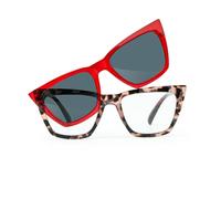 TranStep 2-in-1 Magnetic Reading Glasses with Clip-On Sunglass Lenses Shades Anti-UV Smart-Click (Claret & Tortoiseshell, 1.5)