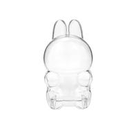 Transwon Protective Case for LABUBU The Monsters Have a Seat - Display Box Hard Cover With Silicone Strap, White - Sitting Clear Case