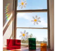 Trantranapa 3pcs Flowers Suncatchers Stickers for Glass Window Stickers Shiny Rainbow Prism Window Clings for Bird Strikes Charming Daisy Window Decals for Bird Strikes Prism Reusable (Flowers)