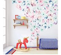 Trantranapa 53pcs Coloured Realistic Butterfly Wall Decal Stickers Butterfly Nursery Decor Removable Butterfly Stickers for Wall Pink Blue Purple Butterfly Wall Stickers for Kids bedrooms Decoration
