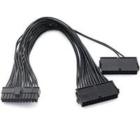 Traodin SATA Cables, Dual PSU Power Supply 24-Pin Adapter Cable for ATX Motherboard 18AWG - 1FT