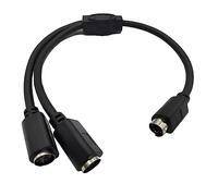 Traovien Mini DIN 6PIN Male to 2 Female Extension Splitter Y Cable Adapter Keyboard and Mouse Interface 0.3m