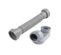 Trap 1 1/2 P Drain Pipe - Replacement Bath Pipes, Free Standing Flexible Waste Pipe, Shower, Trap Drain Tub Drainpipe, Easy Installation for Bathroom Renovation