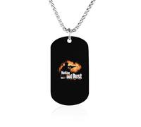 Trap Shooting Nothin But Dust Personalized Memorial Necklace Rectangle Charms Pendant Gift Tag for Friend Family 23.6in（60cm）