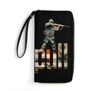Trap Skeet Shooting Hunter Shotgun Womens Long Wallet Wristlet Clutch Purse