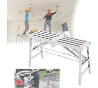Trapdoor Platform Portable Folding Scaffold Tower Adjustable Height Steel Work Platform Ladder with Anti-Slip Pads Heavy Duty Multipurpose Scaffolding for Home Repair and Painting 200x30cm