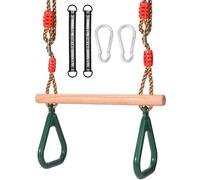 Trapeze bar,Morwealth Multifunctional Children's Wooden Trapeze Swing with Plastic Rings Gymnastics Rings for Hanging Up to 120 kg for Indoor and Outdoor Use