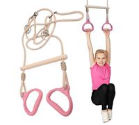 Trapeze Bar, Multifunctional Children's Wooden Trapeze Swing, Wooden Trapezes Swing With Rings, Ergonomic Sensory Rings Game For Children Kids Adults Indoor Playtime Backyard Outdoor