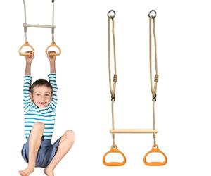 Trapeze Bar - PE PP Hardware | Recreational Arm Strength Training Gym Rings | Adjustable Gymnastics Rings For Exercise Fun Recreation Playground Gym Activity