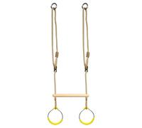 Trapeze Bar - Trapezoidal Swing Bar With Rings | Jungle Gym Climbing Gymnastics Rings Monkey Obstacle Course Balance Sensory Play Equipment for Kids Teens Indoor Outdoor Garden Tree Playground