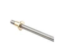 Trapezoidal Lead Screw T8 8mm Trapezoidal Stainless Steel Threaded Rod Lead Screw & Brass Nut for 3D Printer(Lead 8mm with nut,130mm)