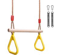 Trapezoidal Multi-function Swing - Children's Wood Swing With Gymnastic Rings (120kg Load)