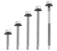 Trapezoidal Sheet Metal Screws Drilling Screws 5.5 x 19 mm Stainless Steel | 304 stainless steel plumber screws with hexagonal head and EPDM sealing washer for sheet roofs, corrugated panels and