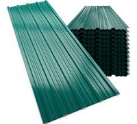 GARDEBRUK® Metal Roofing Sheets | Pack of 12 | Box Profile | 129x46cm | Galvanised Coated 7m² Cladding Walling Sheeting | Corrugated Roof | Garage Shed Carport Greenhouse | Green