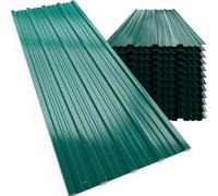 GARDEBRUK® 24x Corrugated Metal Roofing Sheets for Garden Shed, Metal Sheds, Plastic Sheds & Greenhouse | 7m² Galvanised Roof Panels for Outdoor Storage, Bin Store & Bike Shed | Green 129x46cm