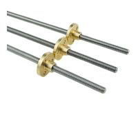 Trapezoidal thread screw nut,Stainless Steel T5 Lead Screw 3D Printer, Thread 5mm Lead 1/2/4mm 150/200/300/500/550/800/1000mm Trapezoidal Rod With Brass Nut, 1pcs(Pitch 1mm Lead 2mm,550mm)