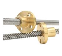 Trapezoidal thread screw nut,T6 Lead Screw, Stainless Steel Trapezoidal Screw With Copper Nut, Pitch 1mm/2mm Lead 1mm/2mm/4mm/6mm/12mm 1pcs(Pitch 1mm Lead 1mm,1000mm)