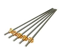 Trapezoidal thread screw nut,T6 Lead Screw, Stainless Steel Trapezoidal Screw With Copper Nut, Pitch 1mm/2mm Lead 1mm/2mm/4mm/6mm/12mm 1pcs(Pitch 2 Lead 12mm,350mm)