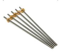 Trapezoidal thread screw nut,T6 Lead Screw, Stainless Steel Trapezoidal Screw With Copper Nut, Pitch 1mm/2mm Lead 1mm/2mm/4mm/6mm/12mm 1pcs(Pitch 1mm Lead 4mm,350mm)